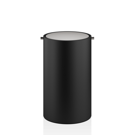 Poubelle Avec Couvercle A Bascule En Fonte Minerale Look Corian Noir Et Inox Brosse Stone Bemd Decor Walther