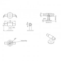 Bouton de meuble T Manor noir mat