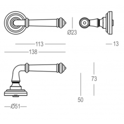 Poignée de porte Quincalux 324-R0-01-22 finition doré,laiton