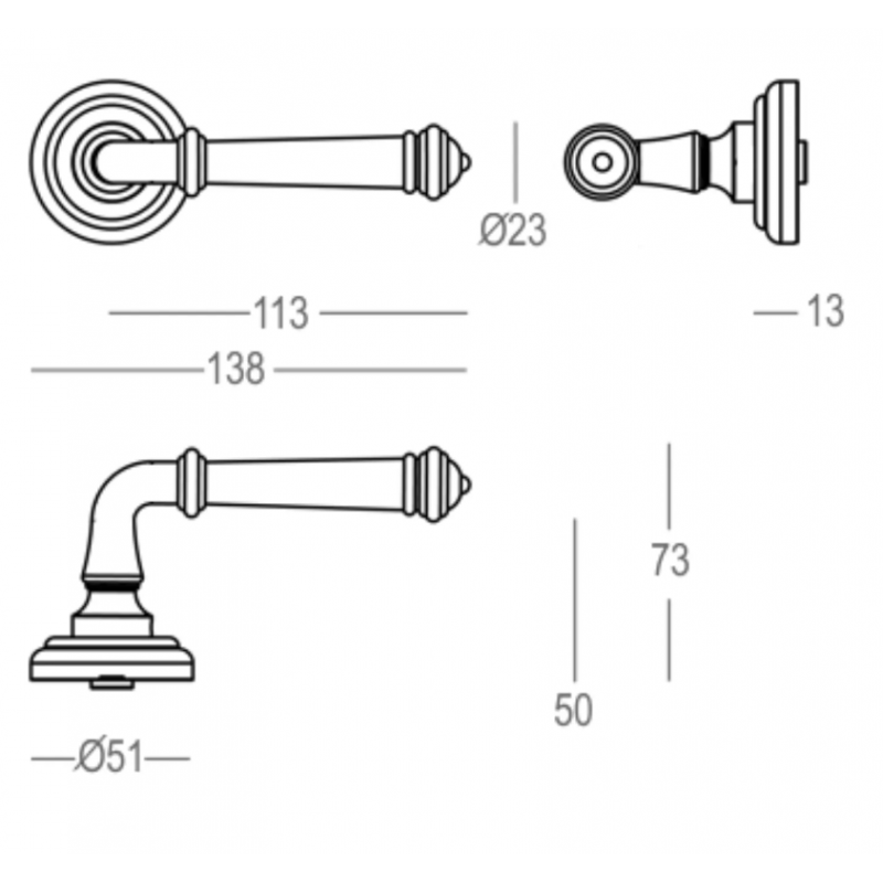 Deurklink Quincalux 324-R0-01-22 goud,messing uitvoering