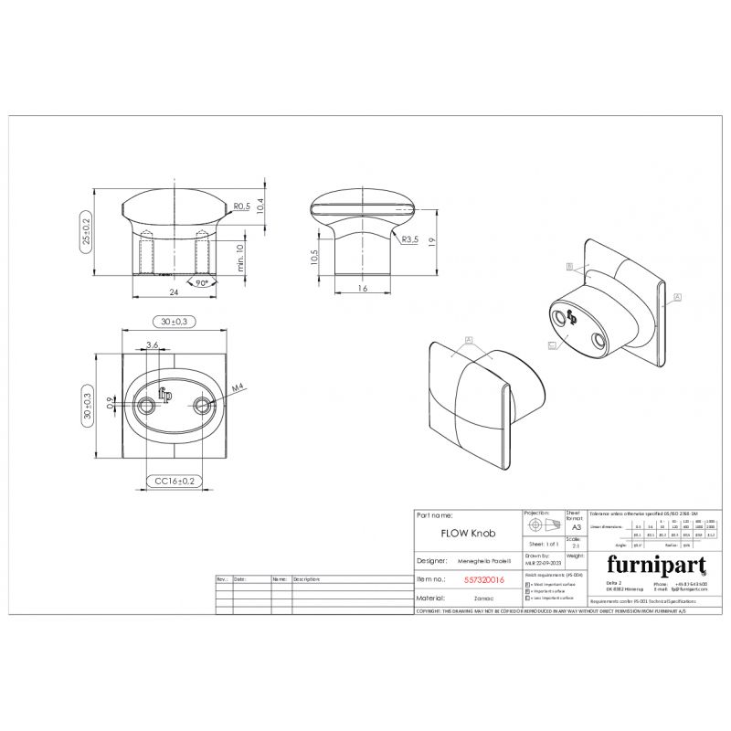 Meubelknop Flow inox look