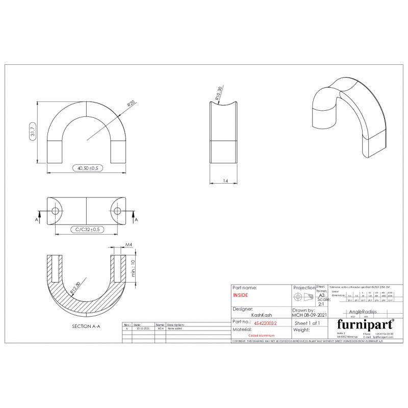 Bouton de meuble Inside inox look