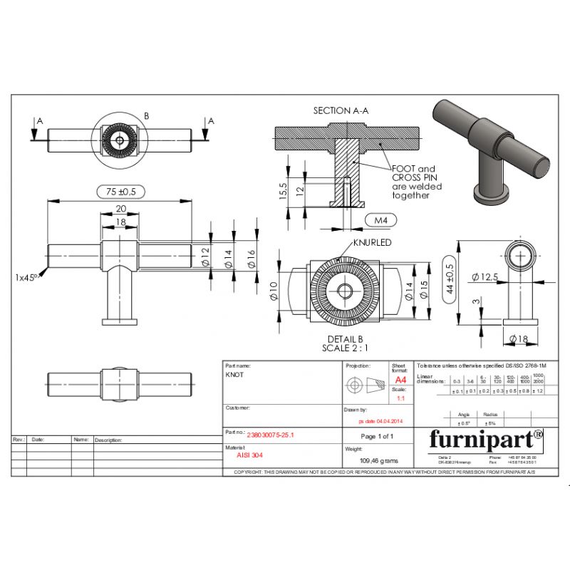 Meubelknop Knot rvs