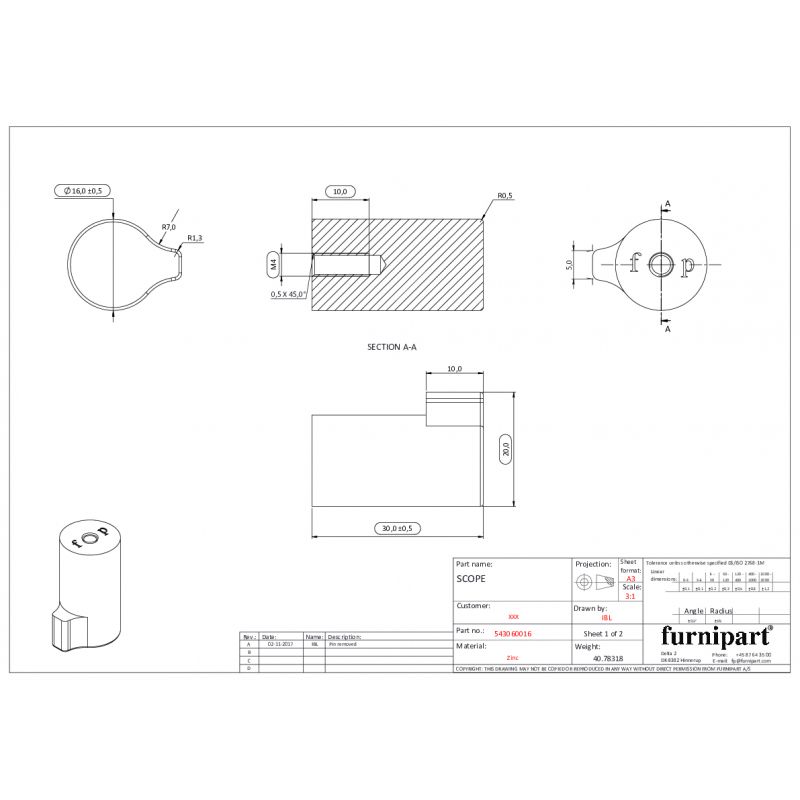 Bouton de meuble Scope look inox