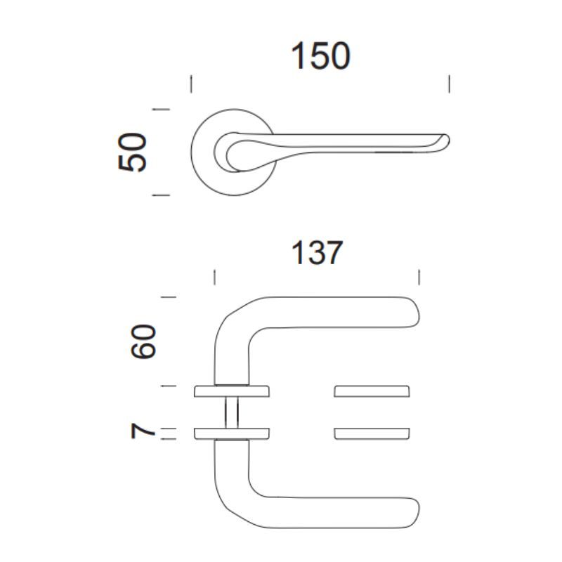 Deurklink Chop mat chroom