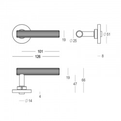 Poignée de porte Quincalux 167-R0-22-22/167 finition doré