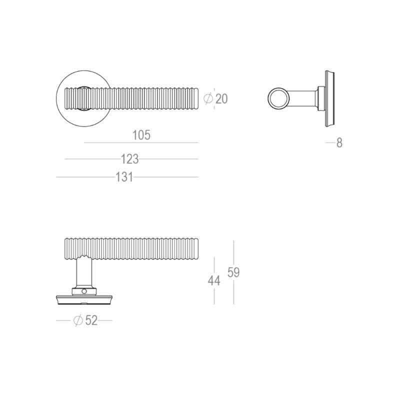 Poignée de porte London nickel mat brossé