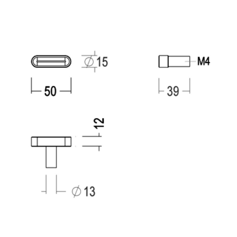 Meubelknop T Como mat messing