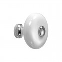 Bouton de meuble Lara en nickel poli/porcelaine