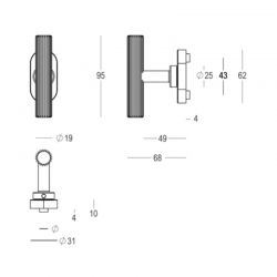 Raamkruk T Royal mat messing