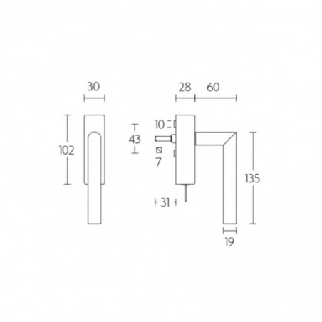 Raamkruk mat zwart FORMANI LB2-DKLOCK-O NM