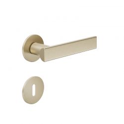 Poignée de porte champagne satiné ANIK avec rosace de clé de chambre