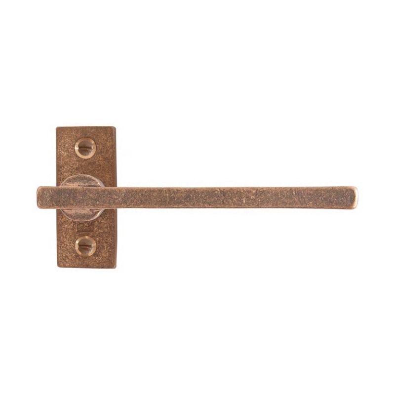 Paire de poignées de porte PH2017 sur rosace rectangulaire bronze brut Dauby