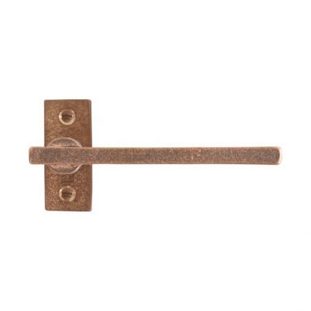 Paire de poignées de porte PH2017 sur rosace rectangulaire bronze brut Dauby