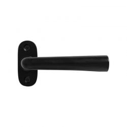 Paire de poignées de porte PH1925+ sur rosace ovale fer vieilli noir Dauby