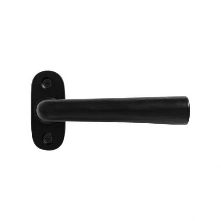 Paire de poignées de porte PH1925+ sur rosace ovale fer vieilli noir Dauby