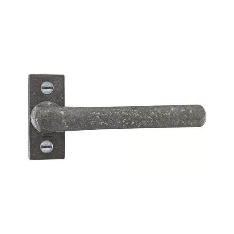 Paire de poignées de porte PH1920 sur rosace rectangulaire métal brut Dauby