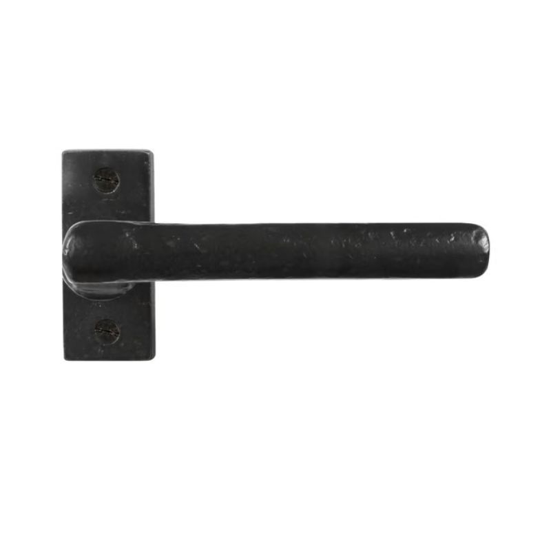 Paire de poignées de porte PH1920 sur rosace rectangulaire fer vieilli noir Dauby
