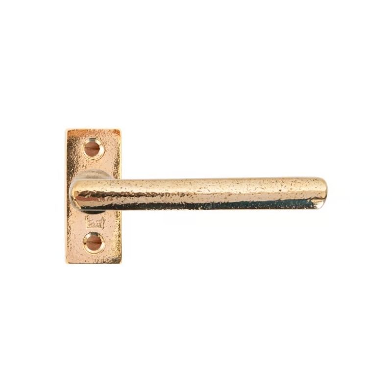 Paire de poignées de porte PH1920 sur rosace rectangulaire bronze brut poli Dauby