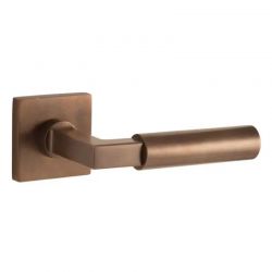 Poignée de porte Bauhaus sur rosace Bauhaus à fixation invisible laiton bronze antique Artitec