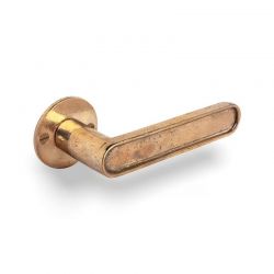 Poignée de porte CAST sur rosace ronde 50F bronze brut poli Dauby