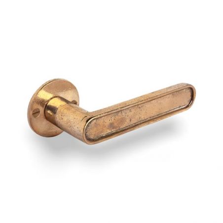 Poignée de porte CAST sur rosace ronde 50F bronze brut poli Dauby