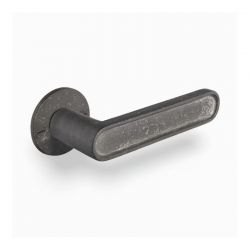 Poignée de porte CAST sur rosace ronde 50F métal brut Dauby