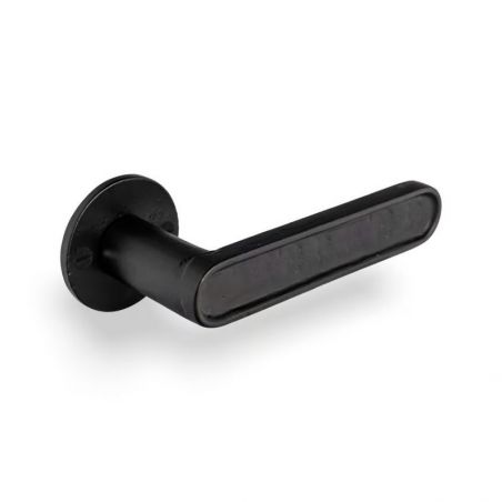 Poignée de porte CAST sur rosace ronde 50F fer vieilli noir Dauby