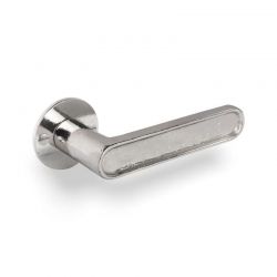 Poignée de porte CAST sur rosace ronde 50F bronze blanc poli Dauby