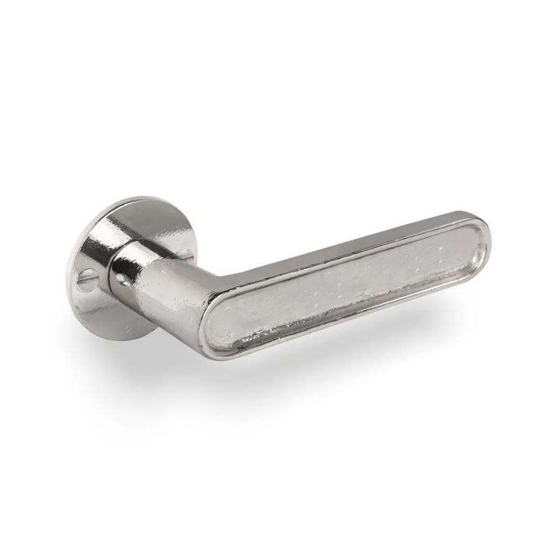 Poignée de porte CAST sur rosace ronde 50F bronze blanc poli Dauby