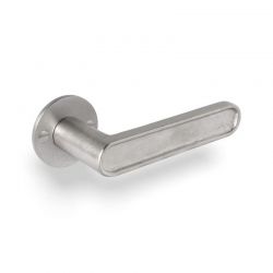 Poignée de porte CAST sur rosace ronde 50F bronze blanc satiné Dauby
