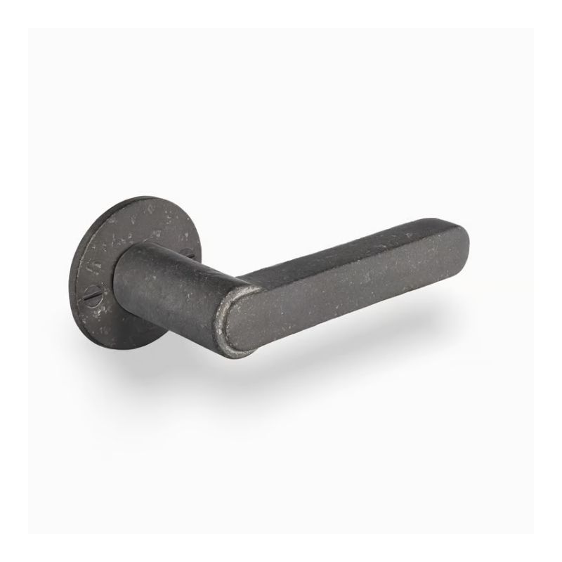 Poignée de porte TUKAN sur rosace ronde 50F métal brut Dauby