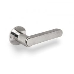 Poignée de porte TUKAN sur rosace ronde 50F bronze blanc poli Dauby