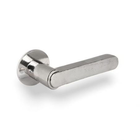 Poignée de porte TUKAN sur rosace ronde 50F bronze blanc poli Dauby