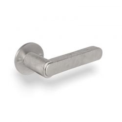 Poignée de porte TUKAN sur rosace ronde 50F bronze blanc satiné Dauby
