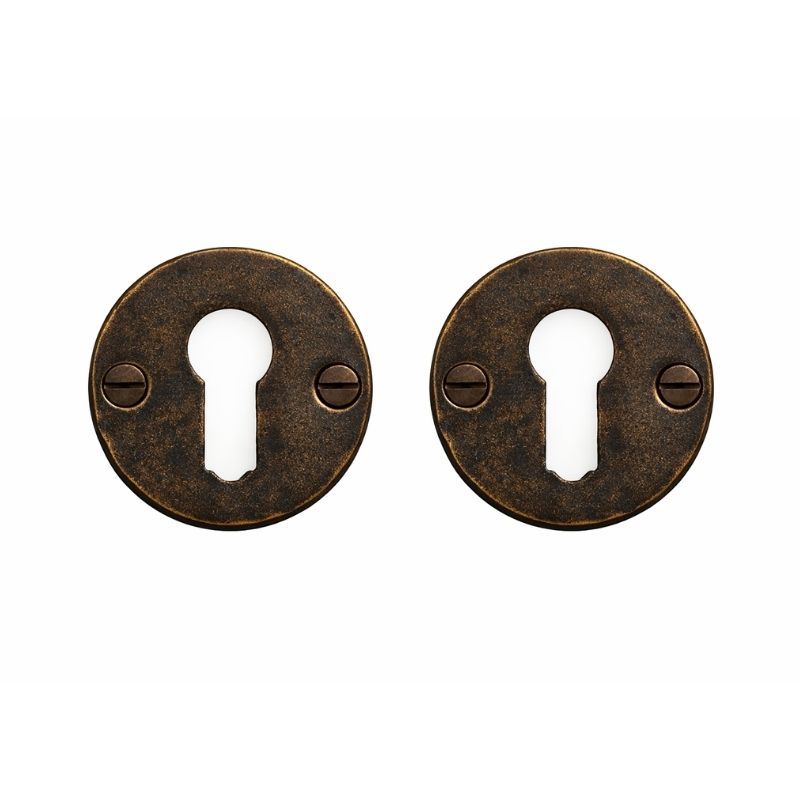 Paire de rosaces pour cylindre 50F bronze foncé Dauby