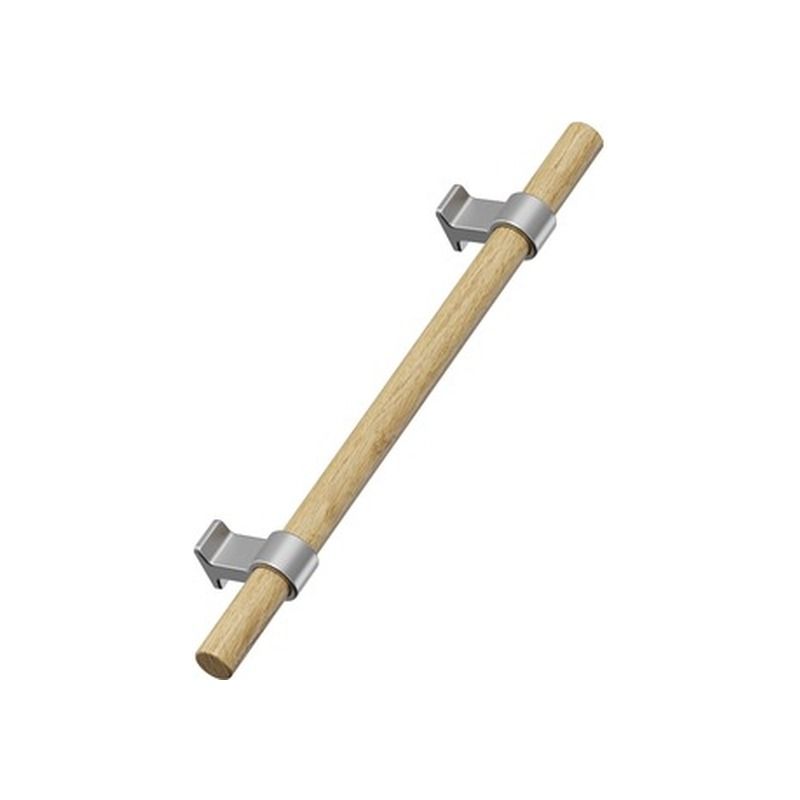 Poignée de meuble BOND WOOD Chêne verni/Finition inox Furnipart