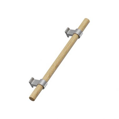 Poignée de meuble BOND WOOD Chêne verni/Finition inox Furnipart