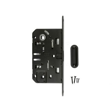 Kit serrure magnétique AGB 22 mm WC à condamnation noir avec contre-plaque ovale