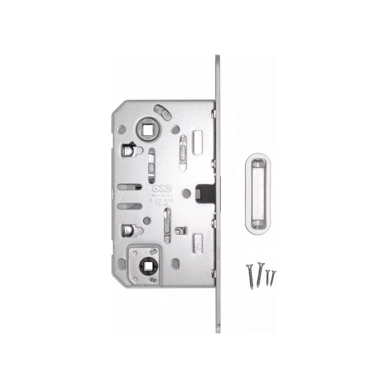 Kit serrure magnétique AGB 22 mm WC à condamnation inox avec contre-plaque ovale
