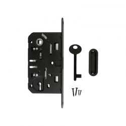Kit serrure magnétique AGB 22 mm Clé de chambre L noir avec contre-plaque ovale