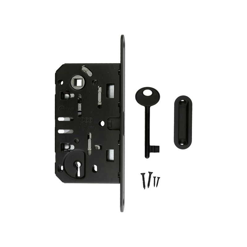 Kit serrure magnétique AGB 22 mm Clé de chambre L noir avec contre-plaque ovale