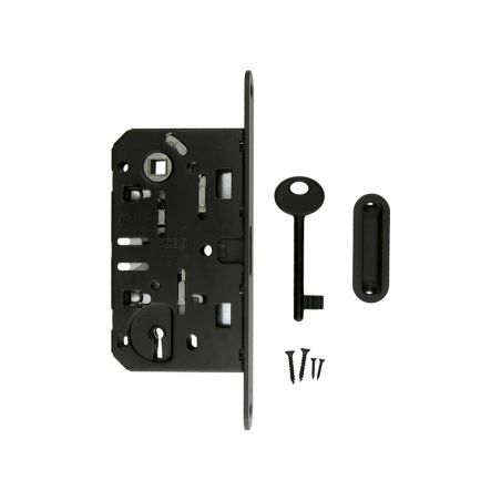 Kit serrure magnétique AGB 22 mm Clé de chambre L noir avec contre-plaque ovale