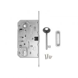 Kit serrure magnétique AGB 22 mm Clé de chambre L inox avec contre-plaque ovale