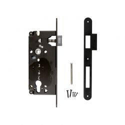 Kit serrure AGB Cylindre (barillet) noir avec contre-plaque étroite droite