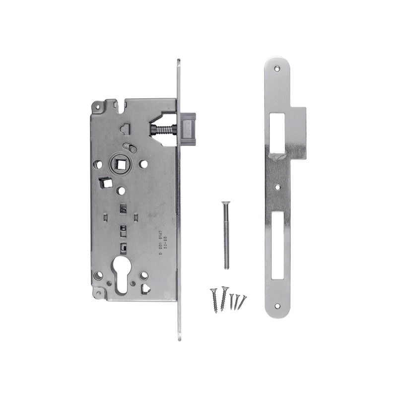 AGB-slotset Cilinder inox-look met smalle rechte sluitplaat