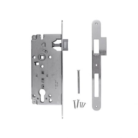 Kit serrure AGB Cylindre (barillet) inox avec contre-plaque étroite droite
