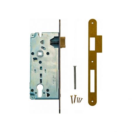 Kit serrure AGB Cylindre (barillet) bronze fumé avec contre-plaque étroite droite