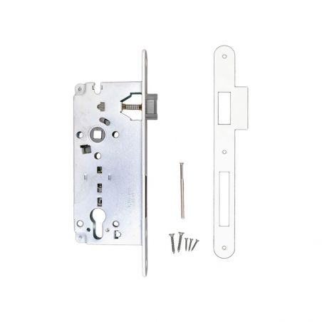 Kit serrure AGB Cylindre (barillet) blanc avec contre-plaque étroite droite