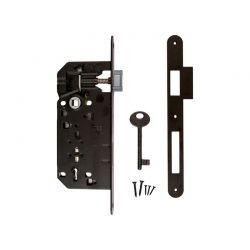 Kit serrure AGB Clé de chambre L noir avec contre-plaque étroite droite
